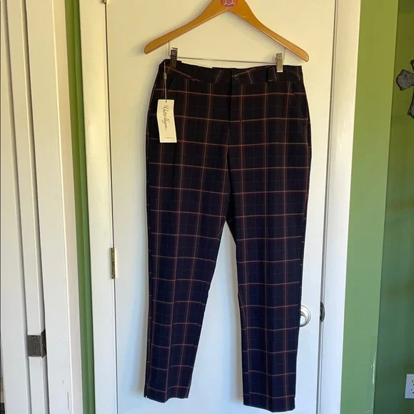 NWT Walter Hagen Womens Navy Plaid Ankle Golf Style Pants - Picture 2 of 8